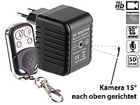 OctaCam USB-Netzteil mit integrierter Full-HD-Kamera und Fernbedienung, 500 mA; Kamera-Wecker, Schlüssel KamerasWanduhren mit integrierten Kameras Kamera-Wecker, Schlüssel KamerasWanduhren mit integrierten Kameras