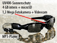 OctaCam Kamera-Sonnenbrille mit MP3-Player & 4GB Speicher(refurbished)